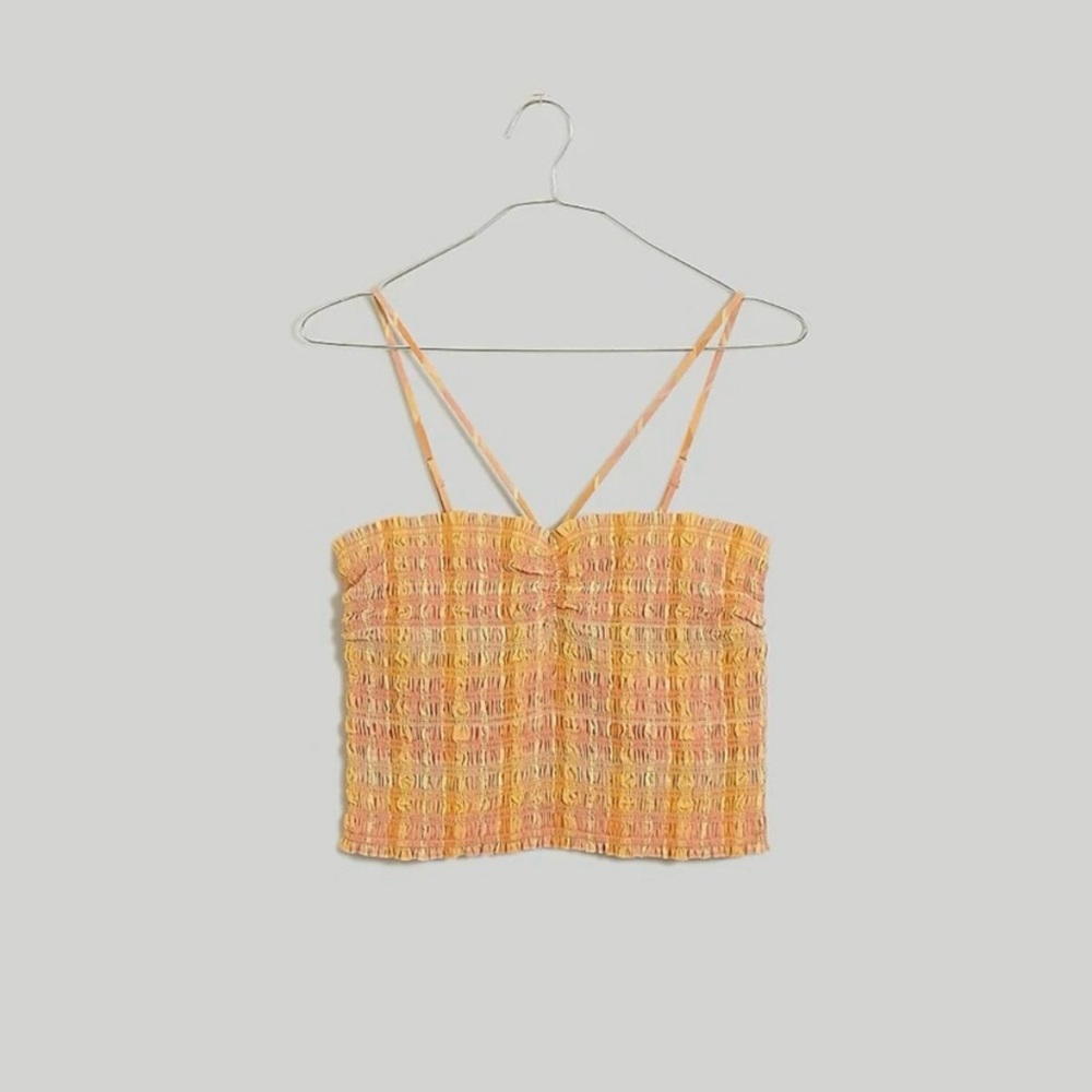 Madewell Poplin Smocked Halter Crop Top in Ground Clay Size M NWT